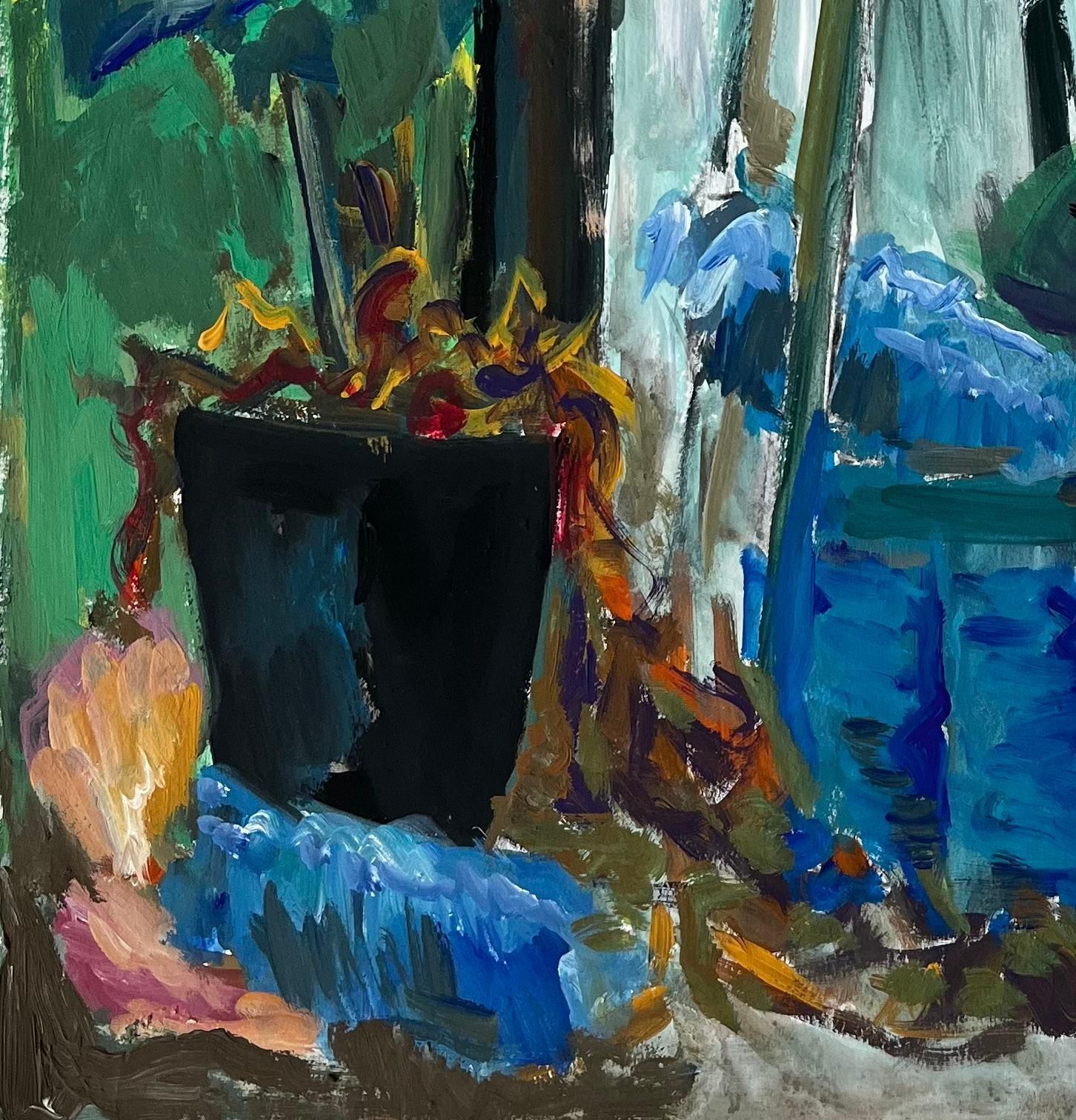 Guy Nicodinterior Still Life With Fish Bowl And Houseplants French Modernist Gouache photo vinterior