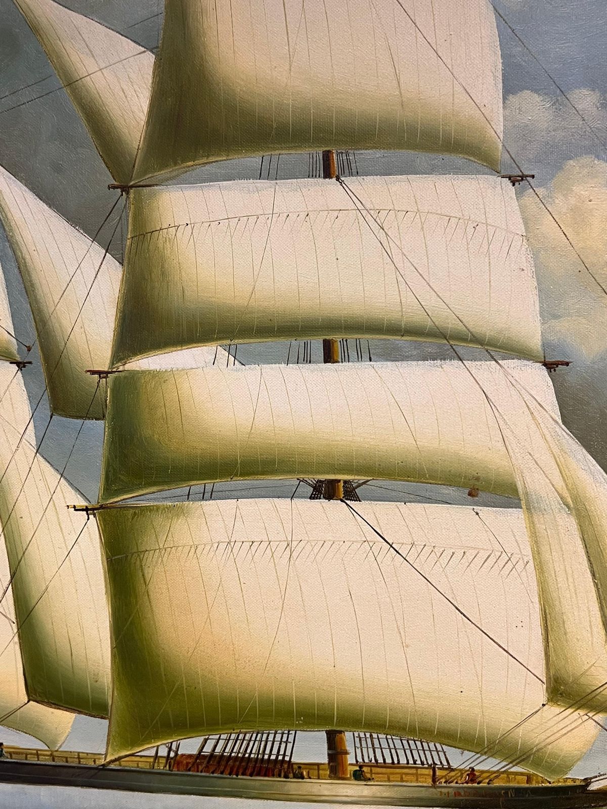 photo buy English Schoolgrand Scale Huge Maritime Oil Painting Of A Fully Rigged Tall Ship At Sea