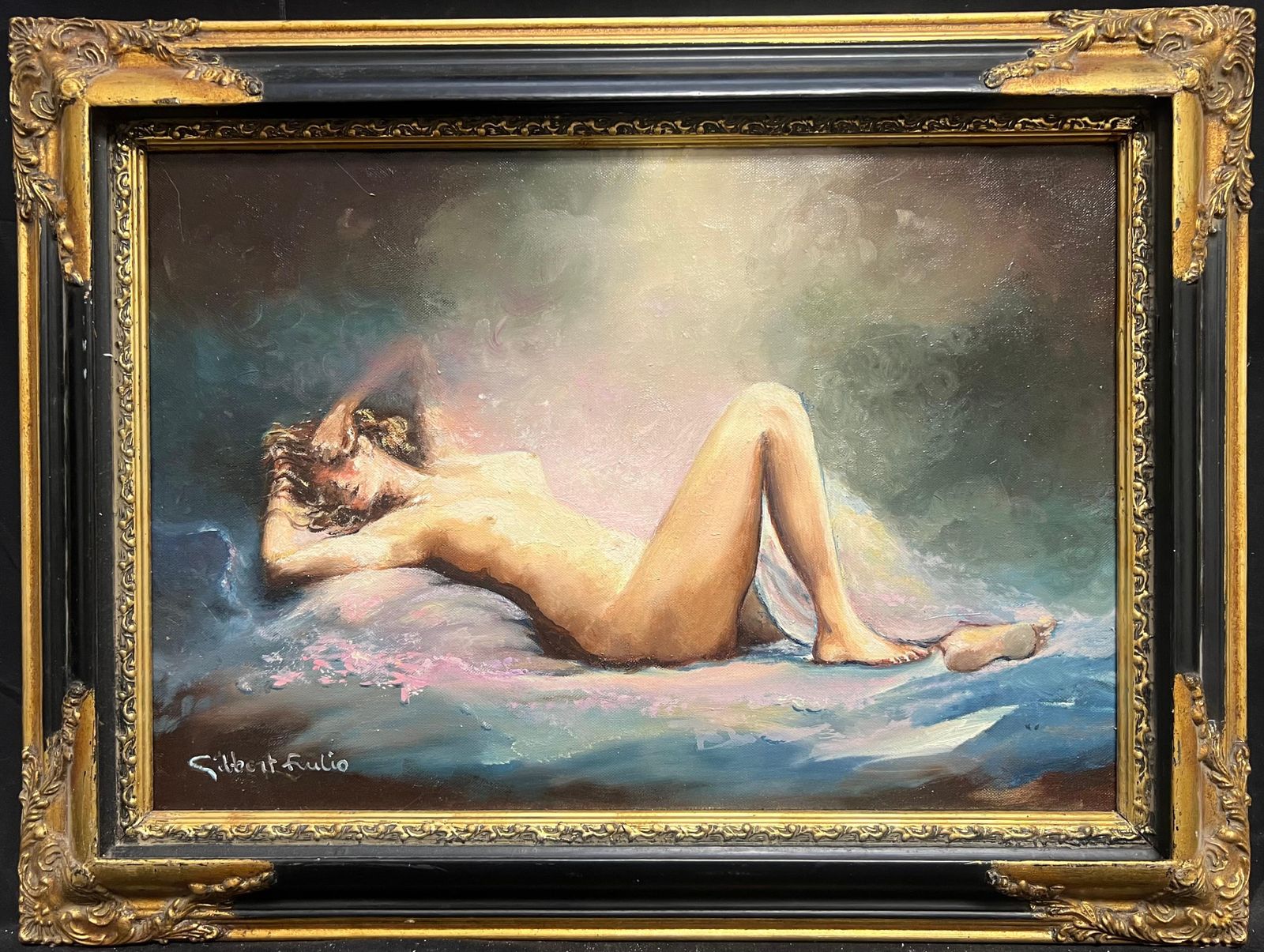 French Schoolfrench Reclining Nude In Dreamlike Light Radiant Serenity Framed Oil Painting20th Century