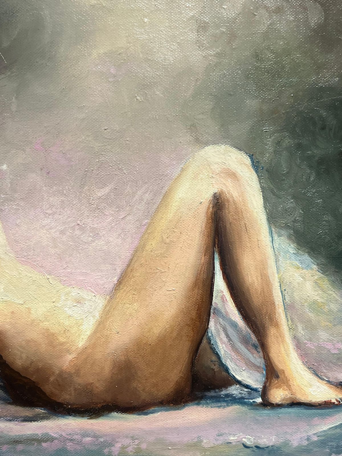 French Schoolfrench Reclining Nude In Dreamlike Light Radiant Serenity Framed Oil Painting20th Century photo 967.0