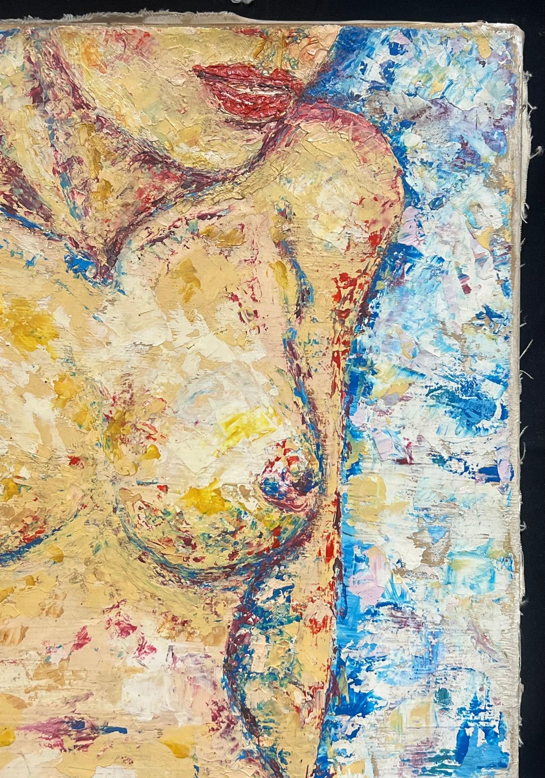 photo furniture French Schoolabstract Nude Female Form Bold Textured Expressionist 20thc French Oil Paintingmid 20th Century