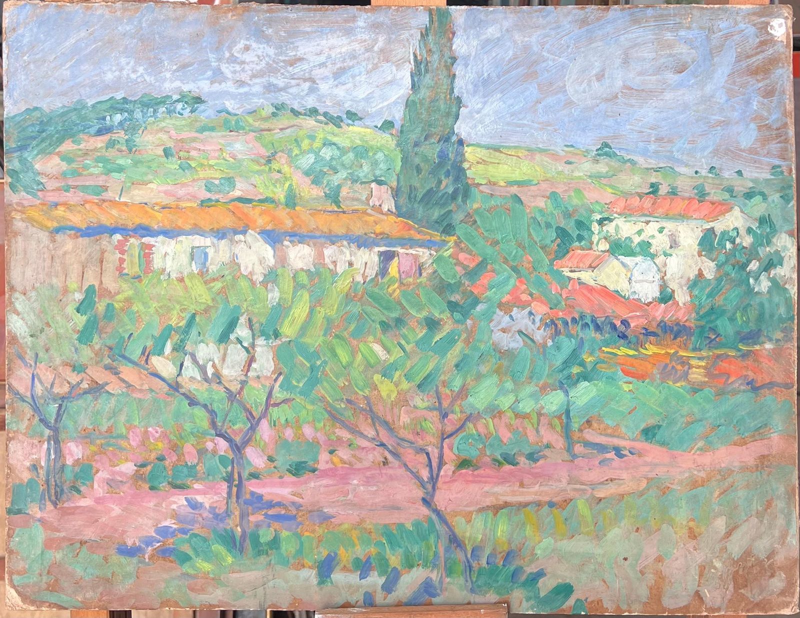 Suzanne Dinkesprovence Chateau Hidden In The Olive Grove Mid Century Impressionist Painting1950's photo furniture