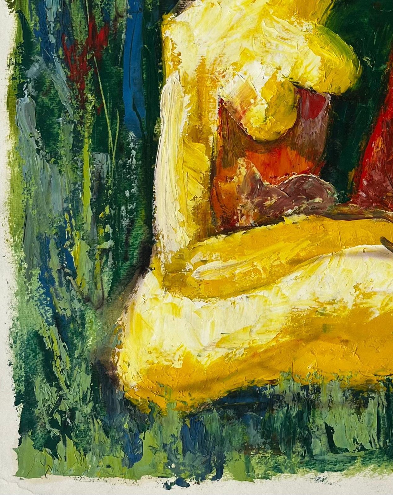 Guy Nicodseated Nude In A Expressive Green Landscape French Modernist Oil Painting photo Art