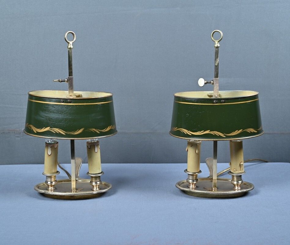 photo furniture Pair Of Brass Bouillotte Lamps Empire Style  Early 20th Century
