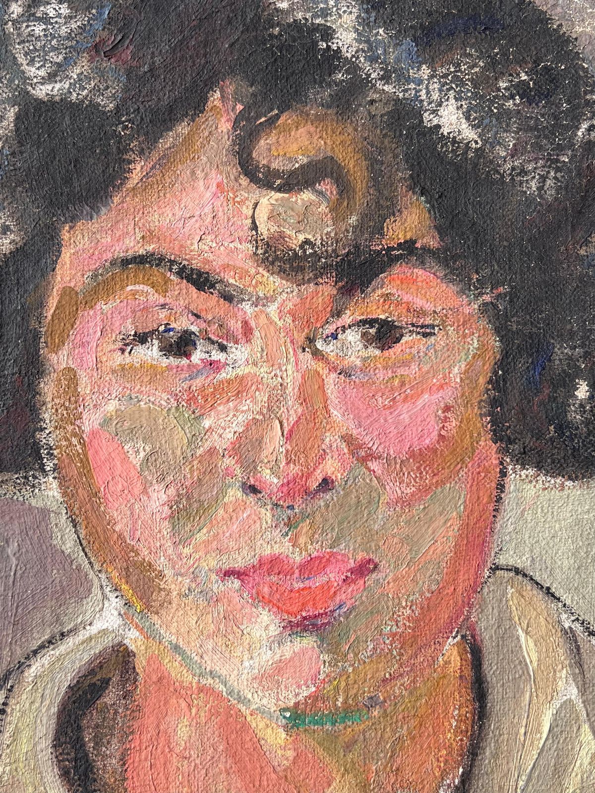 Suzanne Dinkesdark Haired Lady With Strong Features Mid Century French Impressionist Painting1950's photo buy