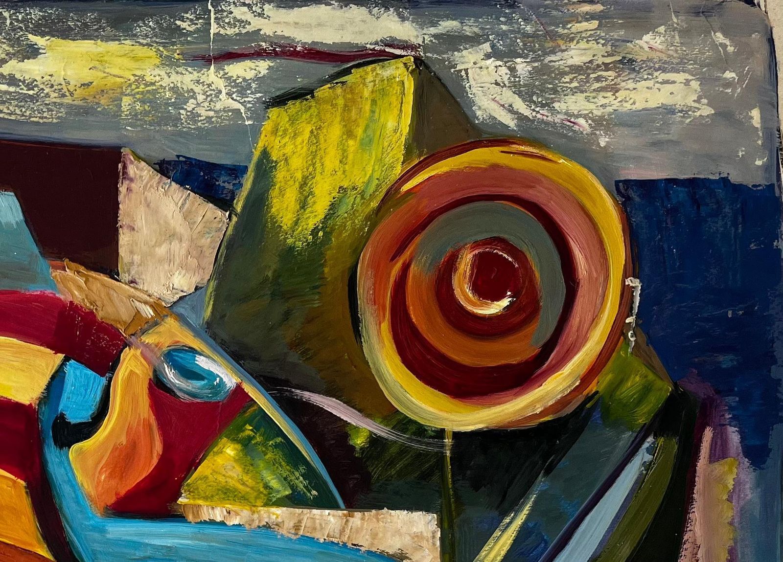 Guy Nicodabstract Surrealist Seascape With Vibrant Geometric Forms French Modernist Oil photo Art
