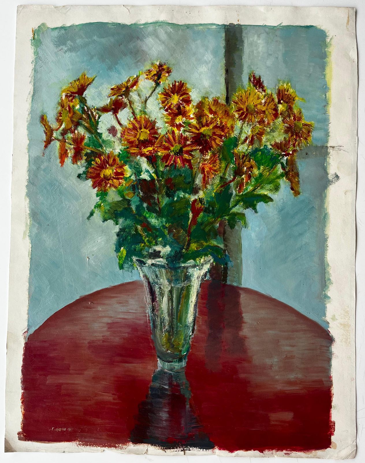 Guy Nicod Still Life With Chrysanthemums French Modern Floral Oil Painting photo furniture