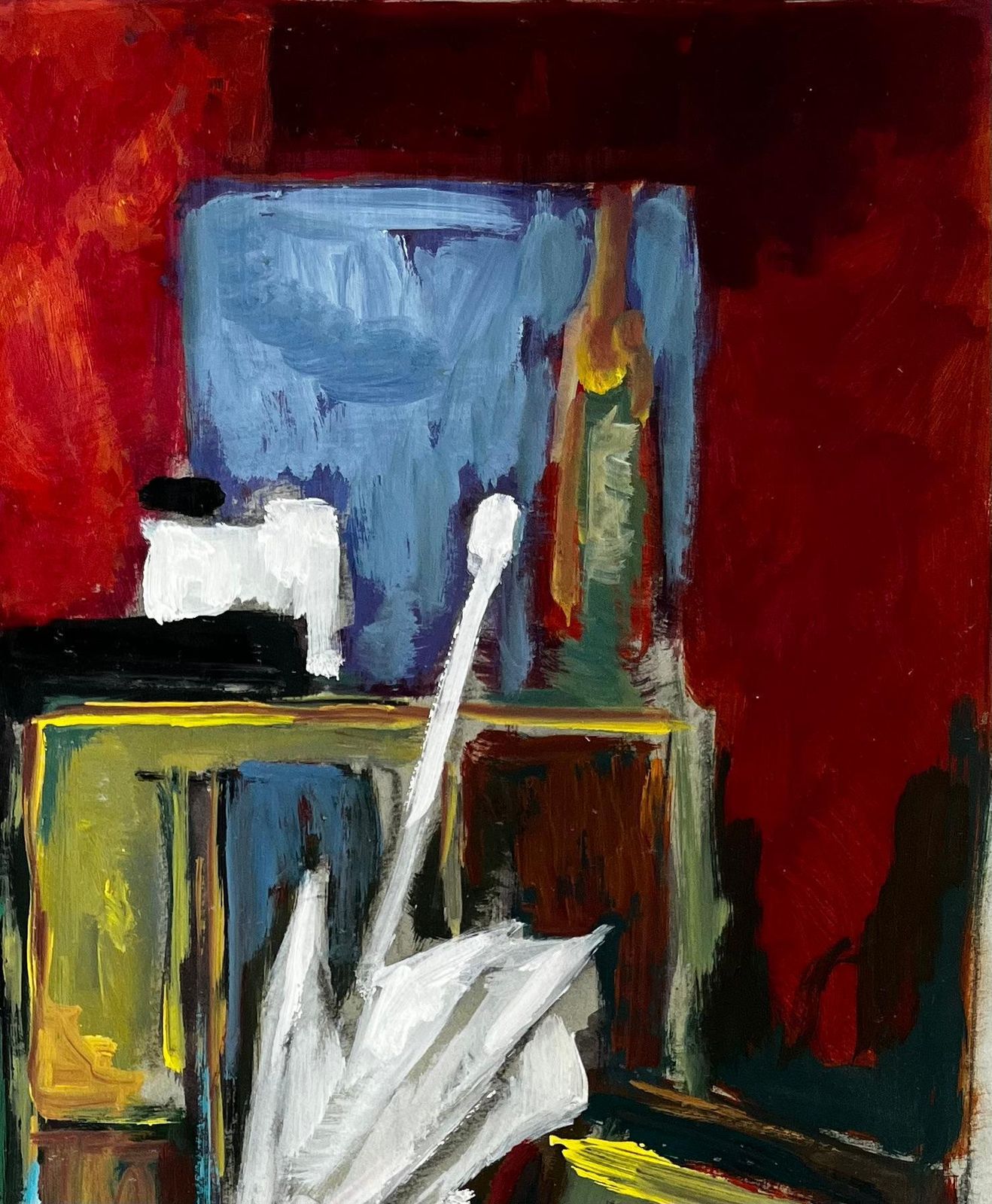 Guy Nicodfrench Oil Modernist Still Life Interior With Drapery And Picture Frames photo Art