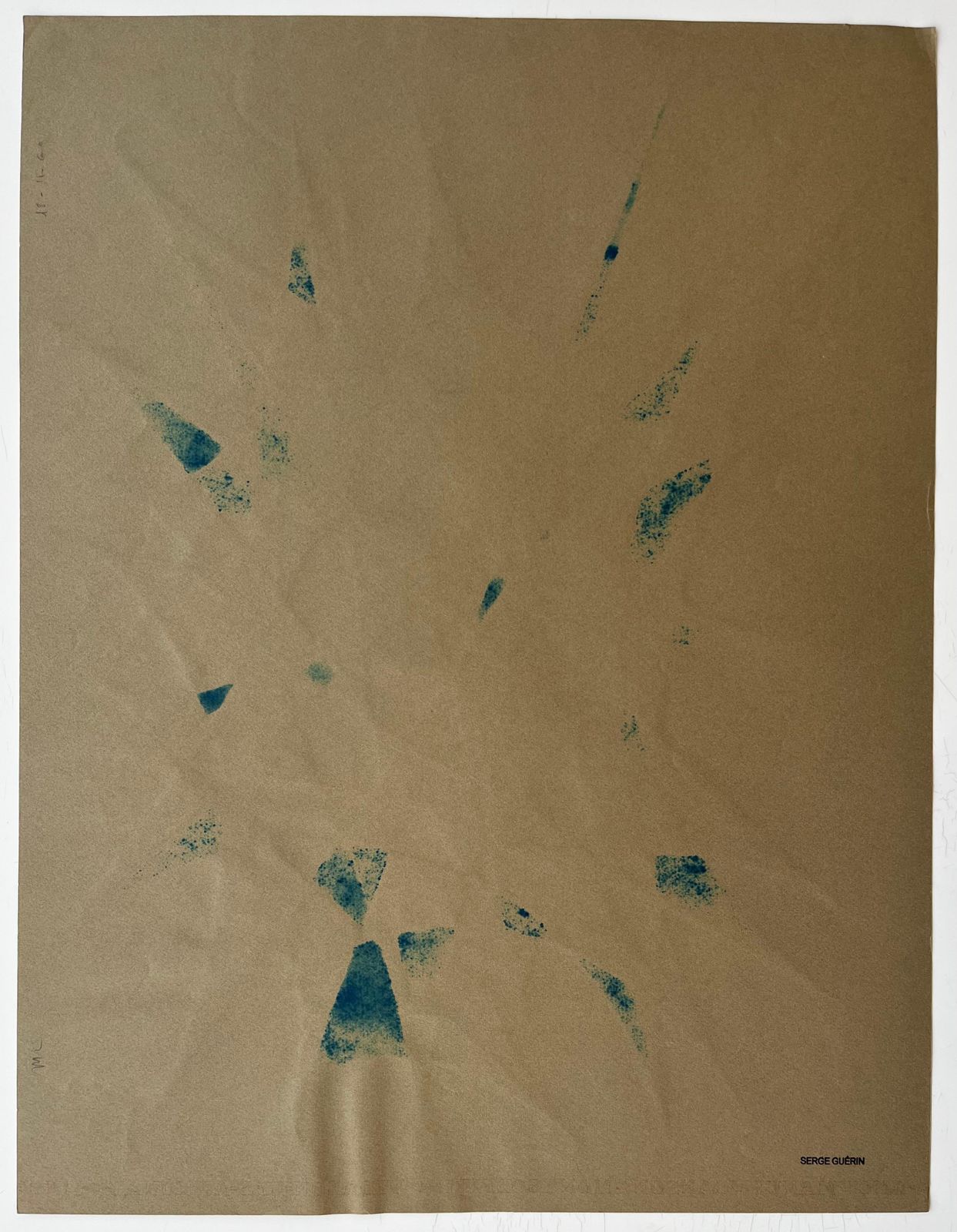 Serge Guerin (1916)mid Century French Geometric Abstract In Black White And Blue Signed Sg photo vintage