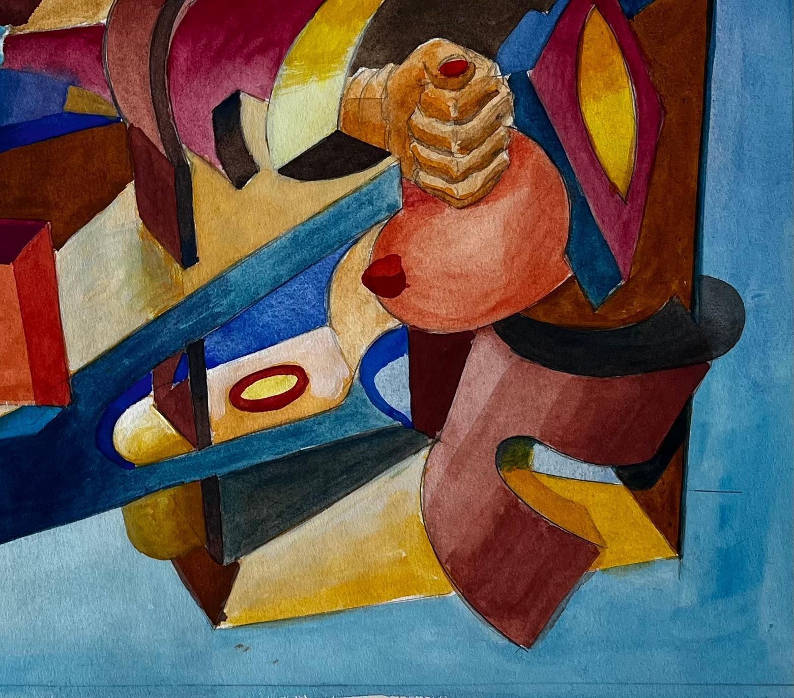 Abstract Interior Composition French Modernist Watercolour By Guy Nicod photo for sale