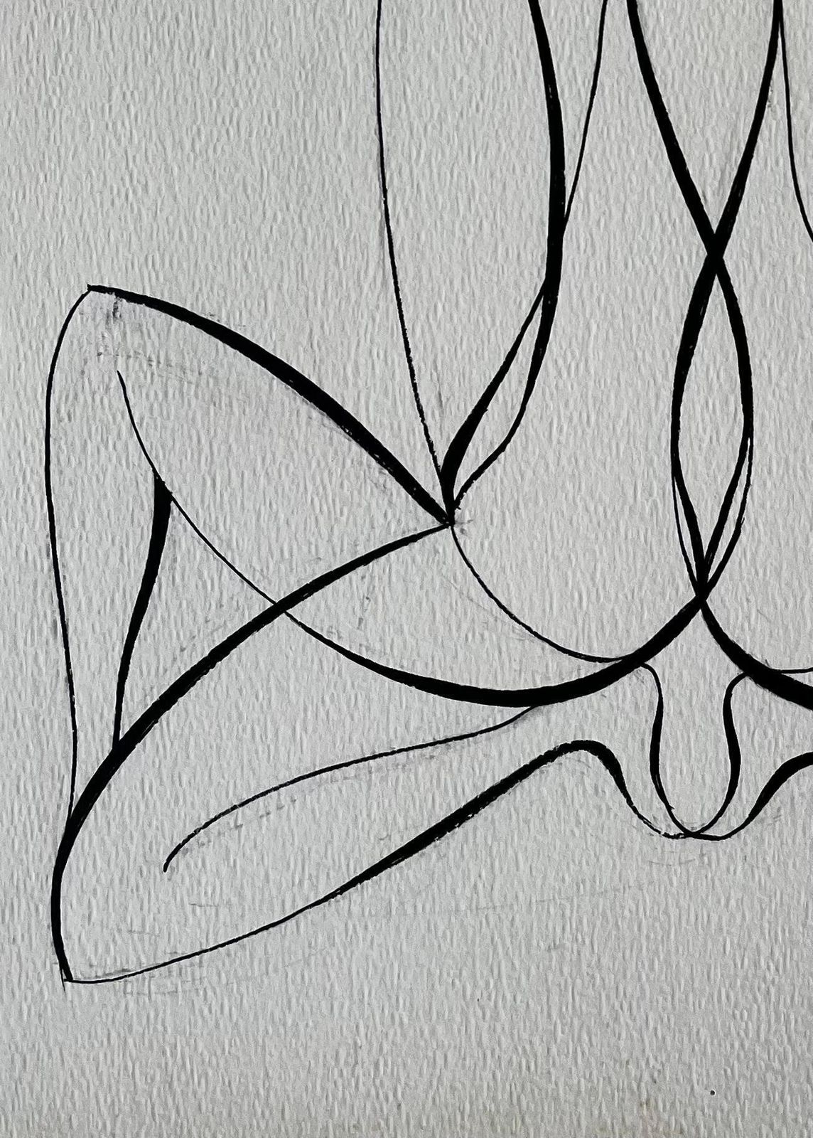 Serge Guerin (1916)mid Century French Abstract Line Drawing Twin Female Figures Ink On Paper photo vinterior