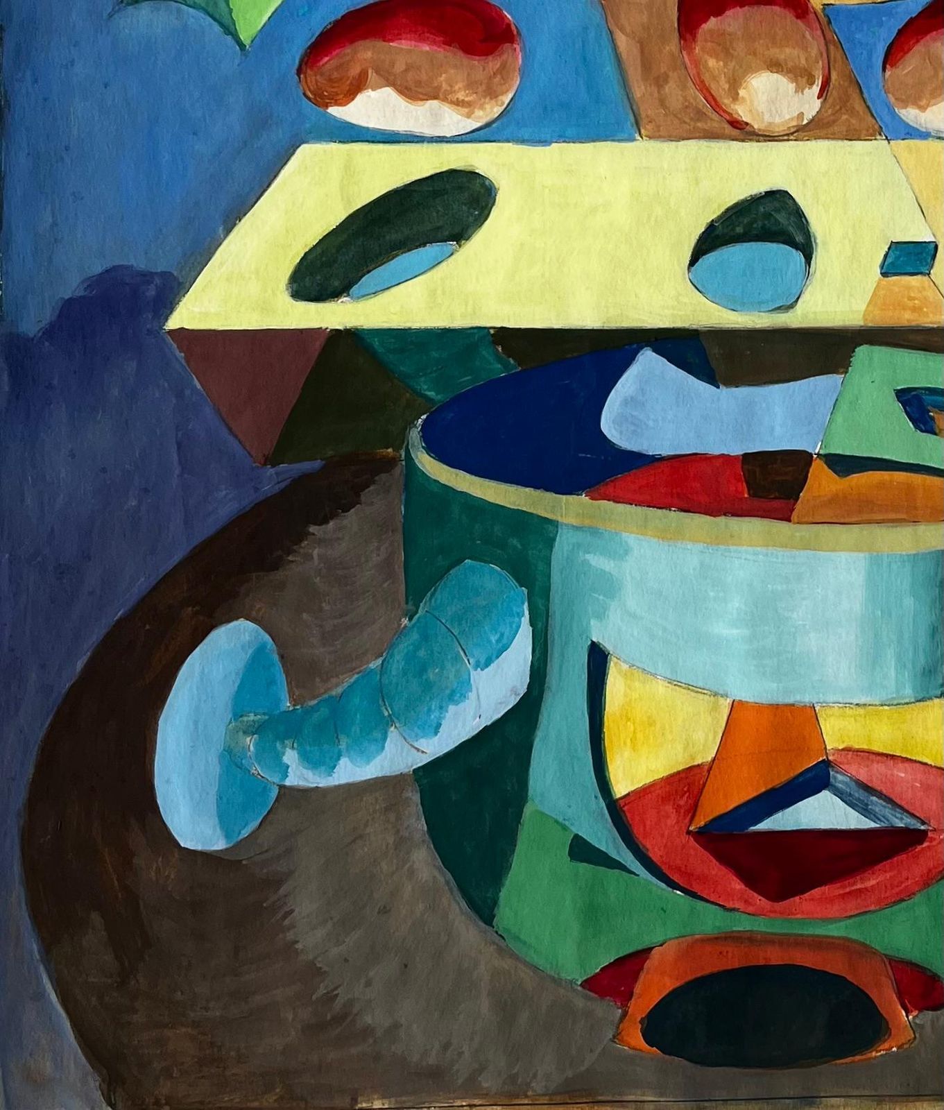 Guy Nicod Surreal Abstract Composition With Central Eye And Geometric Forms French Gouache photo vinterior