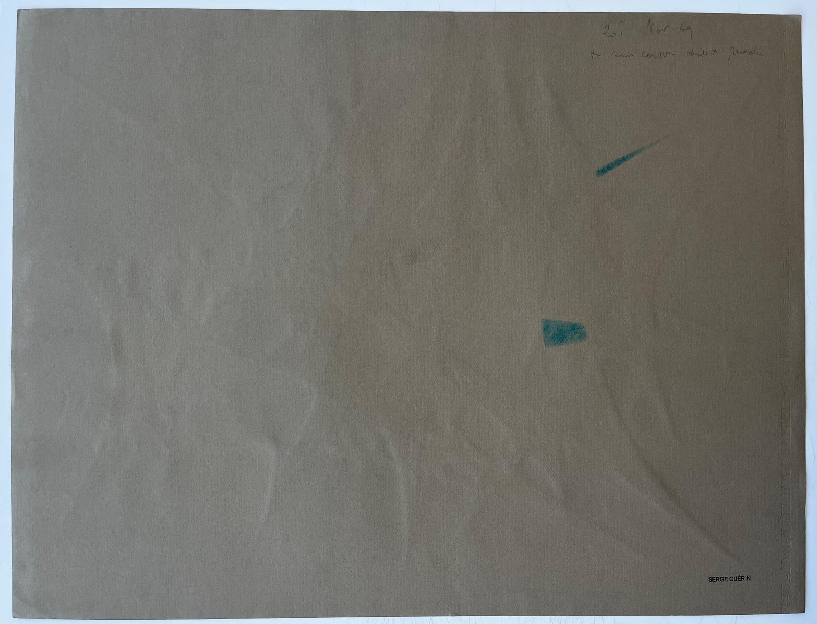 Serge Guerin (1916)mid Century French Geometric Abstract In Blue Brown And White Signed photo vintage