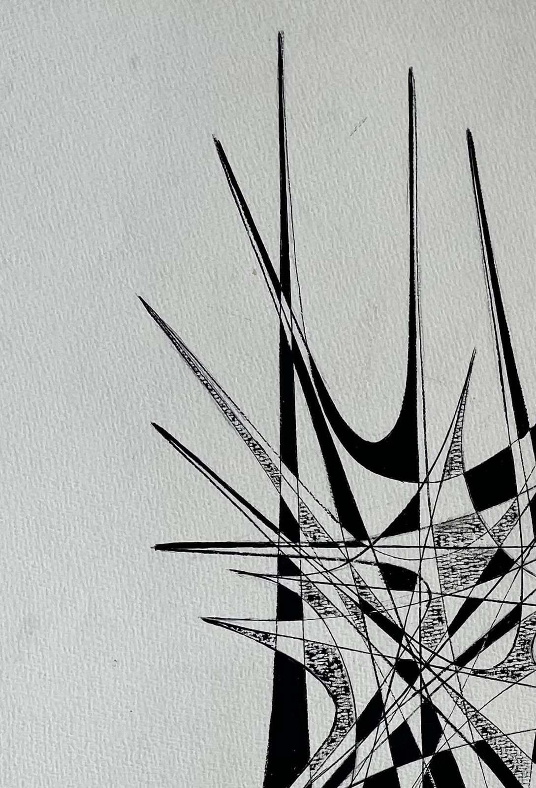 Serge Guerin (1916)architectural Abstract Ink Composition By Serge Guerin French B1916 photo 645.0