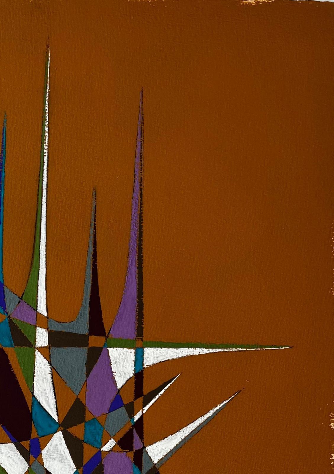 Serge Guerin (1916)mid Century French Geometric Abstract Composition In Earth And Jewel Tones photo Art