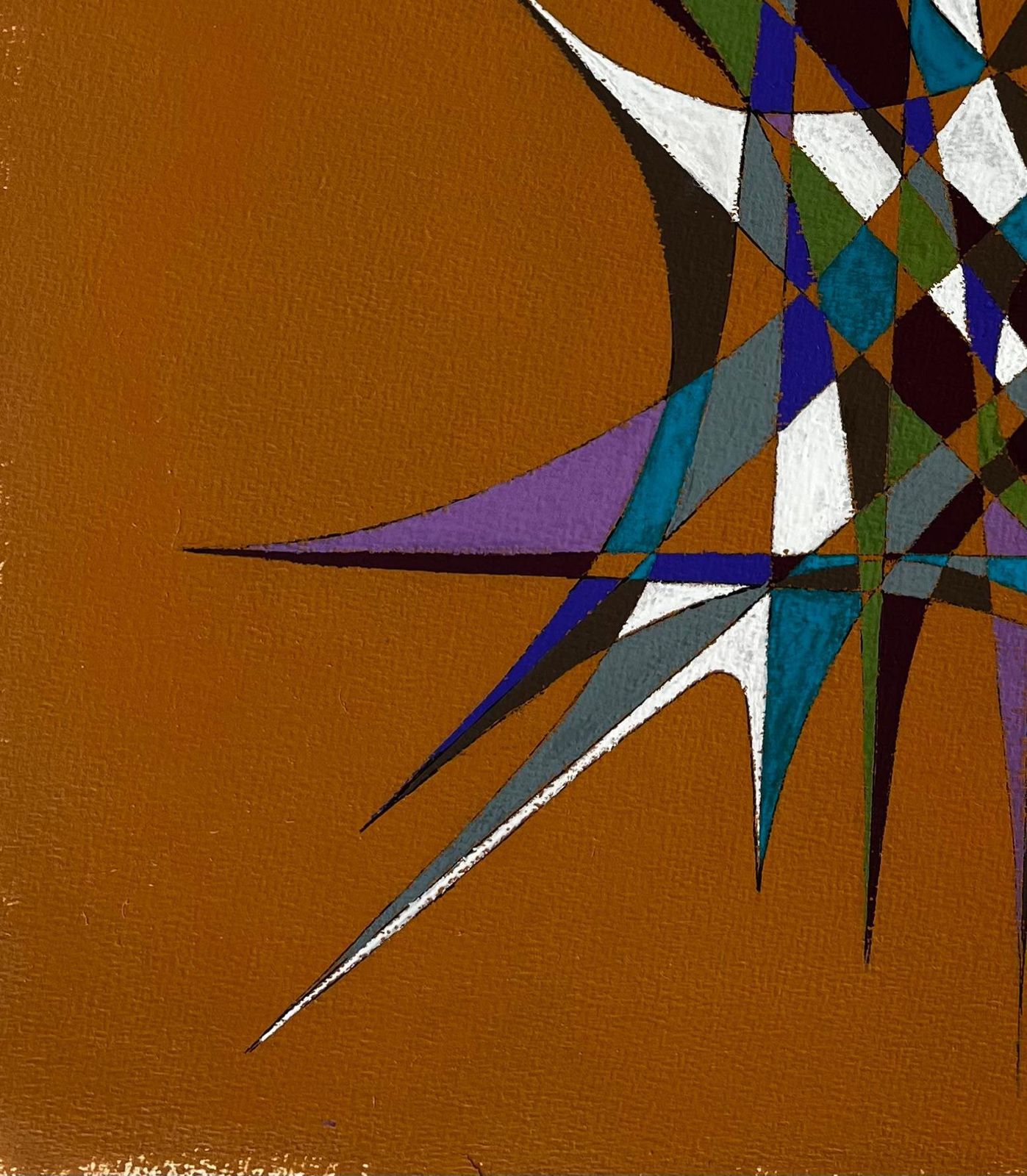 Serge Guerin (1916)mid Century French Geometric Abstract Composition In Earth And Jewel Tones photo 1014.0