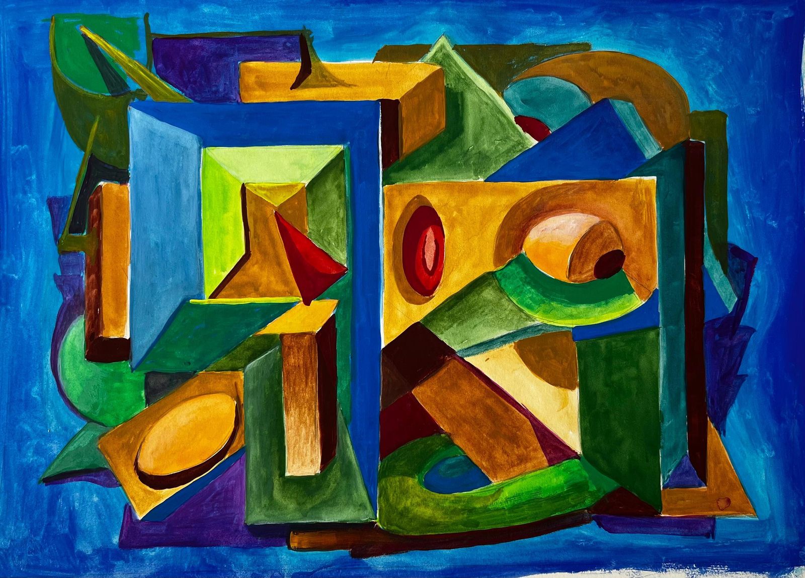Architectural Rhythm French Modernist Gouache By Guy Nicod