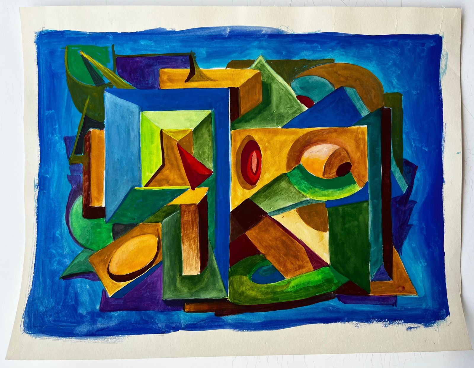 Architectural Rhythm French Modernist Gouache By Guy Nicod photo furniture