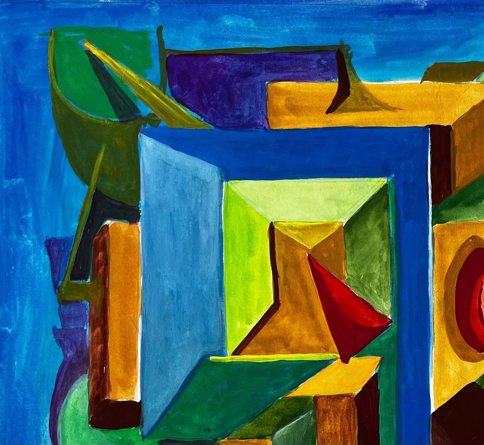 Architectural Rhythm French Modernist Gouache By Guy Nicod photo 758.0