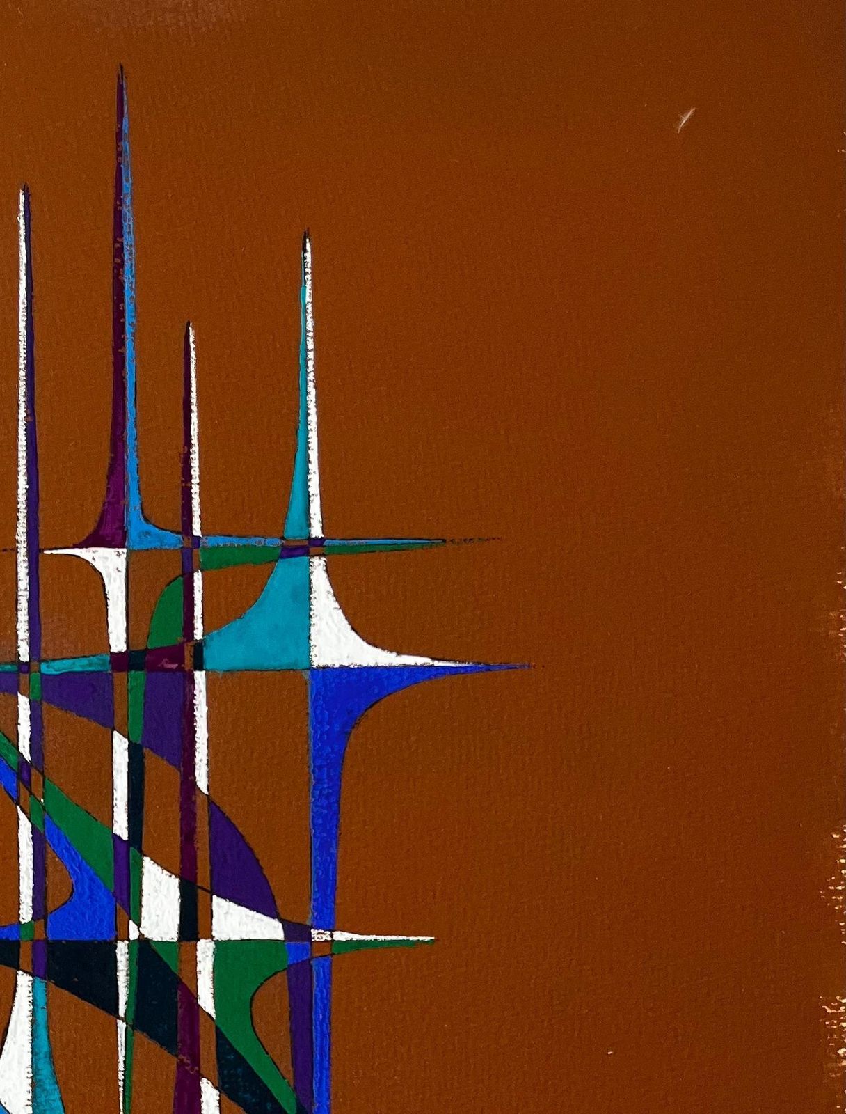 Serge Guerin (1916)mid Century French Geometric Abstract In Blue Green Purple And White photo for sale