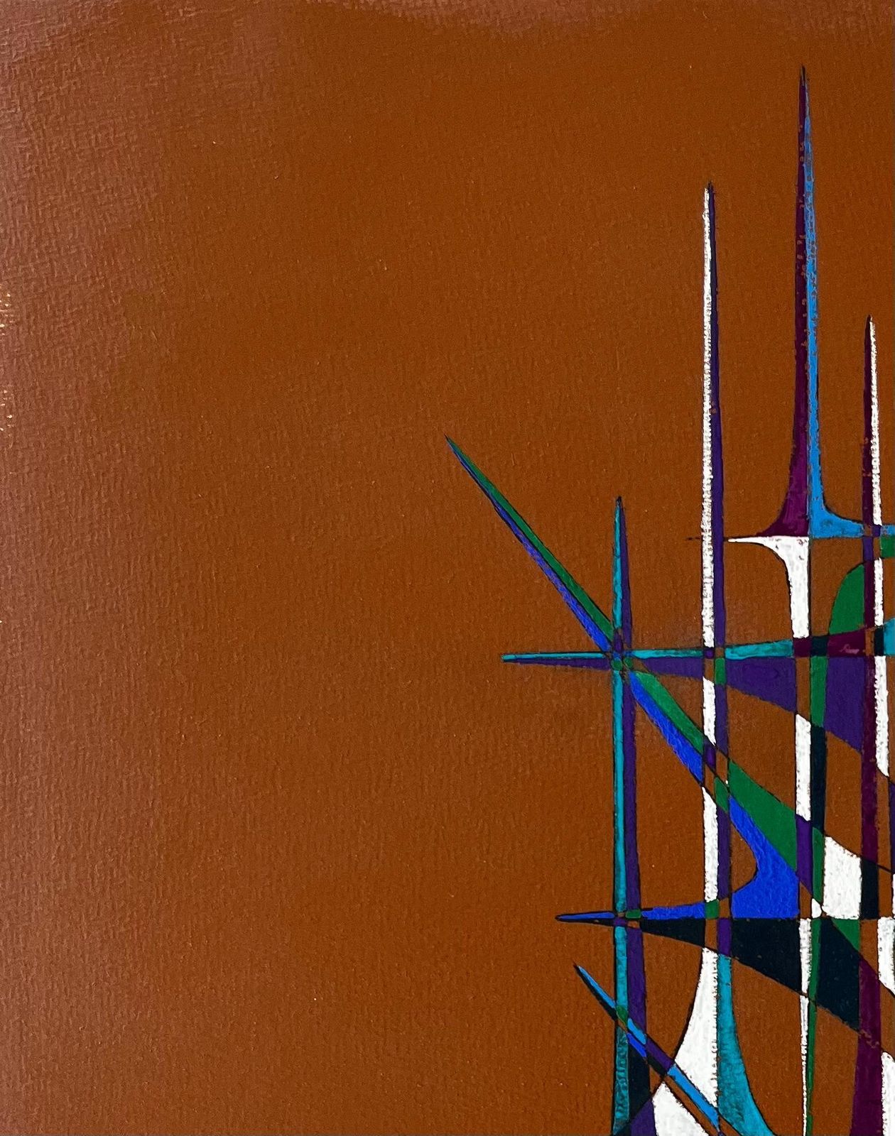 Serge Guerin (1916)mid Century French Geometric Abstract In Blue Green Purple And White photo Art