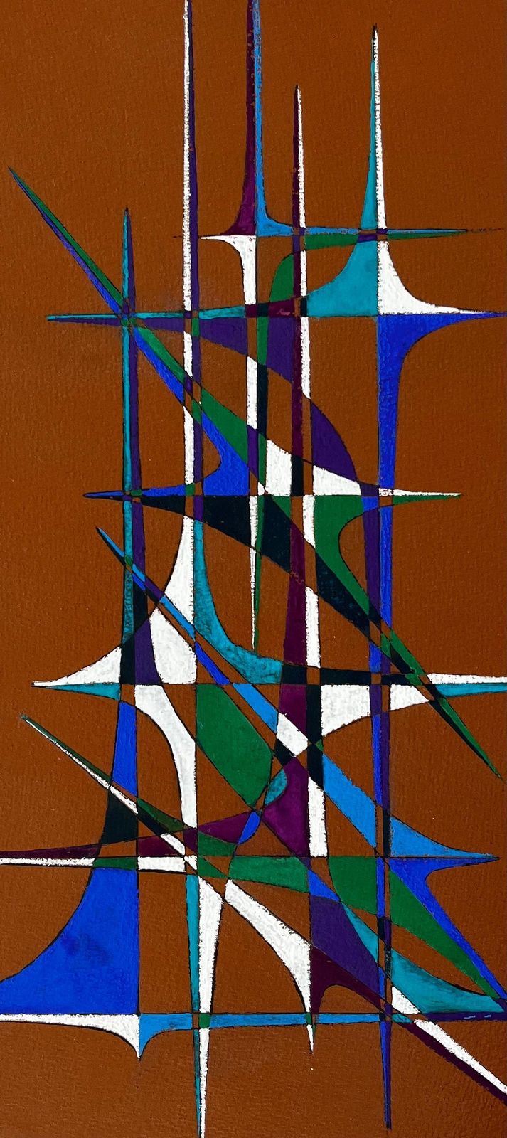 Serge Guerin (1916)mid Century French Geometric Abstract In Blue Green Purple And White photo buy