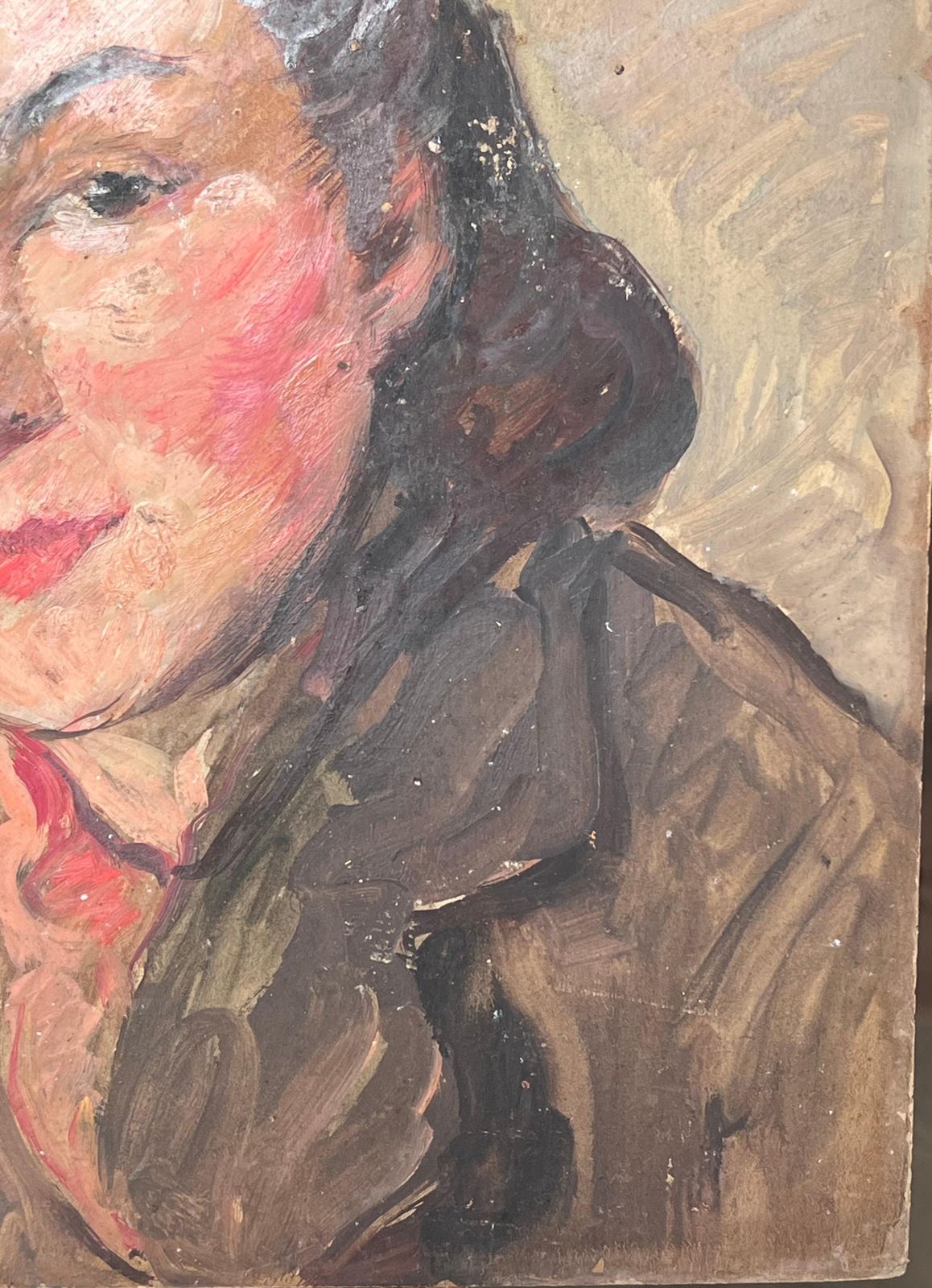 Suzanne Dinkesmid Century French Impressionist Oil Head & Shoulders Portrait Vintage Style1950's photo vinterior