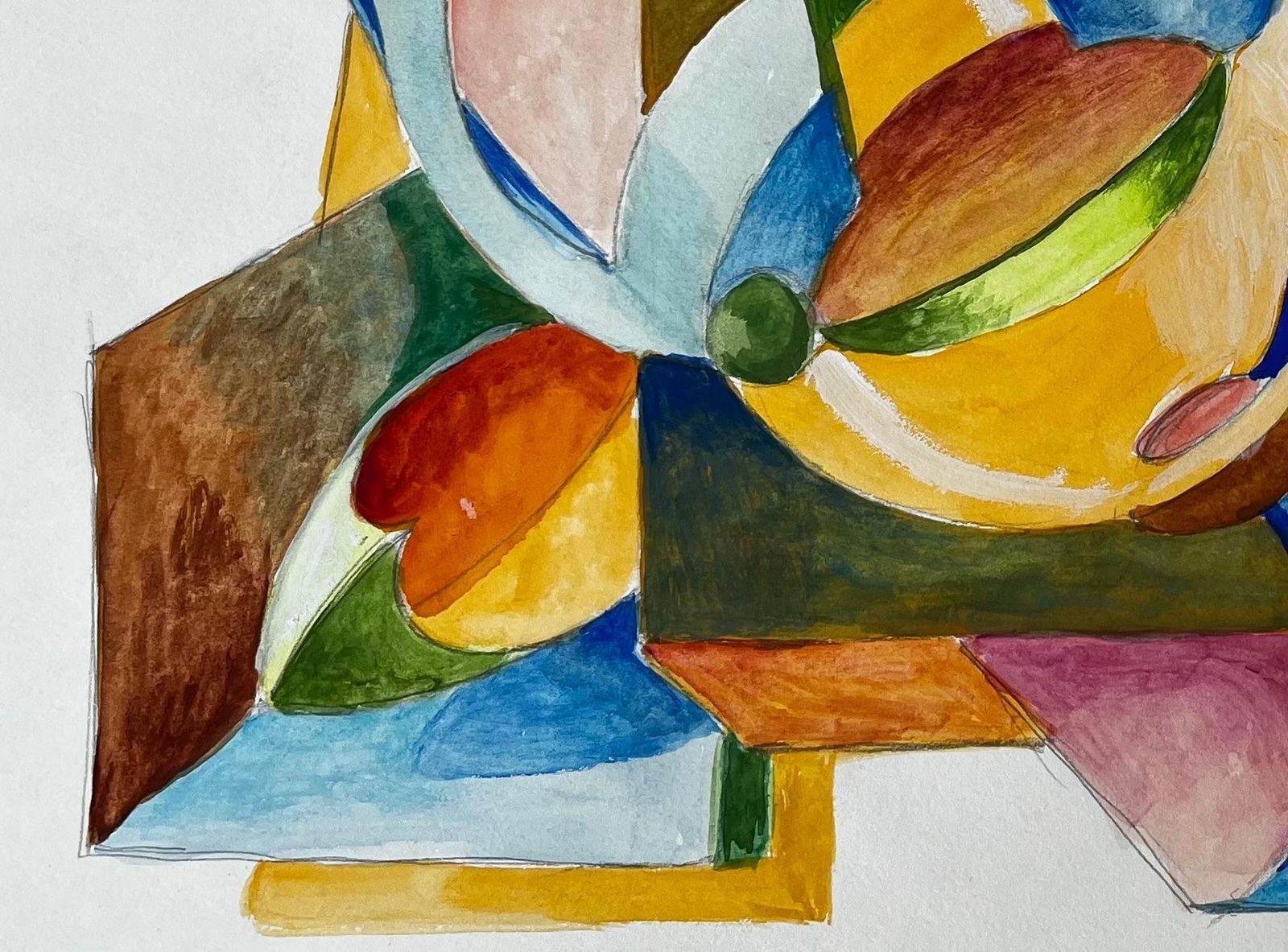 Guy Nicodabstract Cubist Still Life With Geometric Forms French Gouache photo vinterior