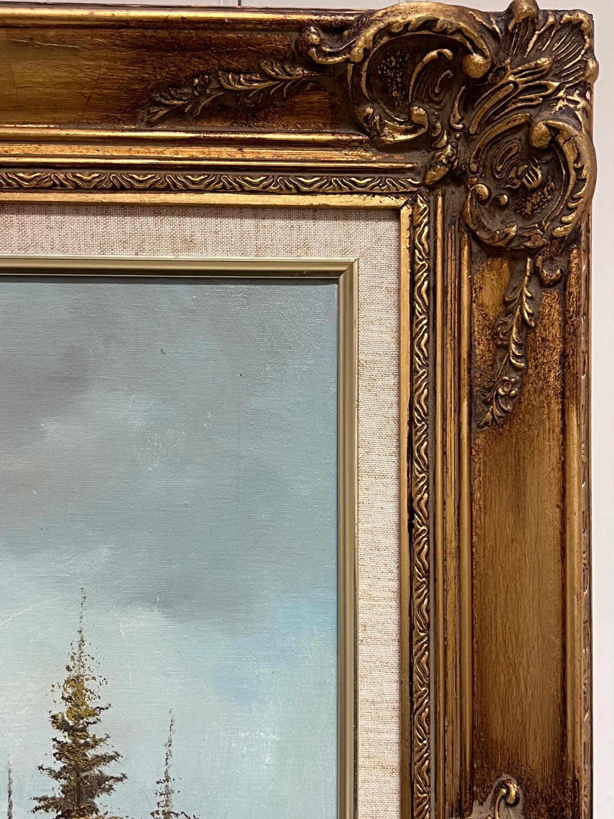 Italian Artistlarge Italian Alpine Mountain Scene Snow Capped Mountains Signed Oil Painting photo furniture