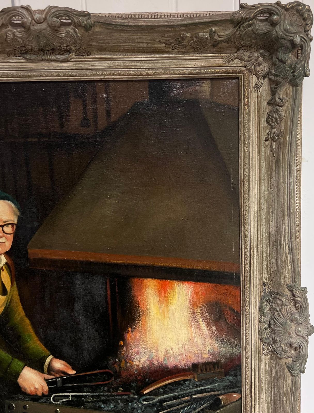 John Edwardstraditional English Oil Painting Rural Crafts Portrait Of A Working Blacksmith photo Art