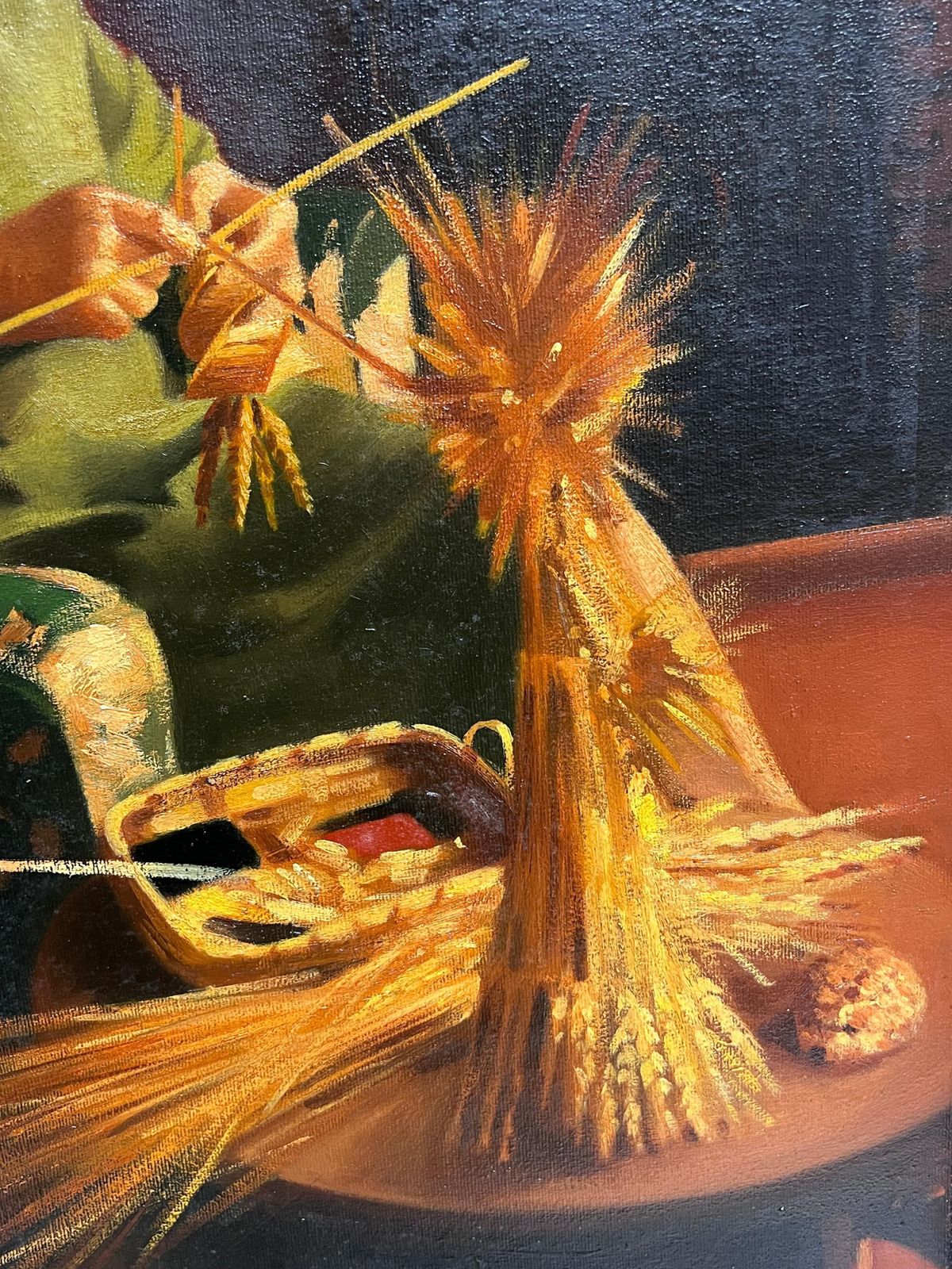 John Edwardstraditional English Oil Painting Rural Crafts Portrait Women Knitting & Wheat photo buy