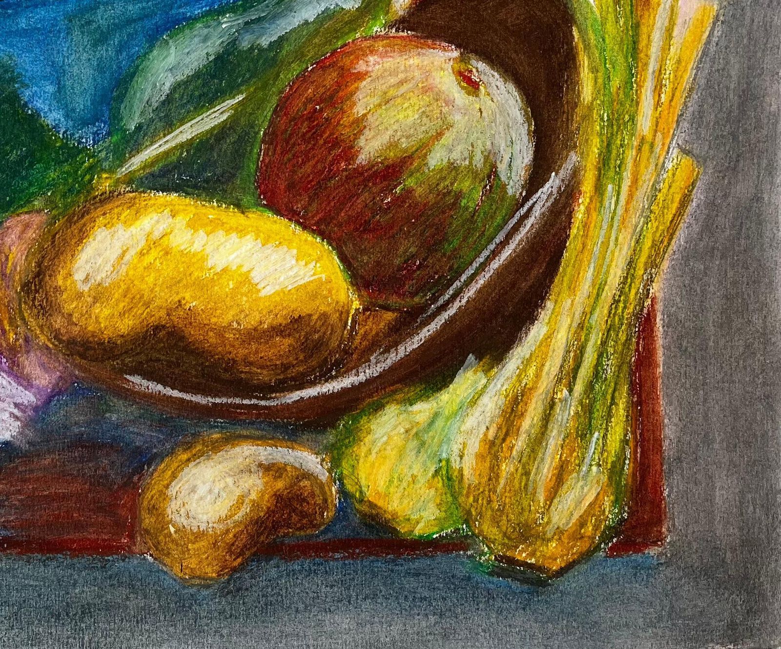 Still Life With Vegetables French Modernist Oil Pastel Drawing By Guy Nicod photo Art