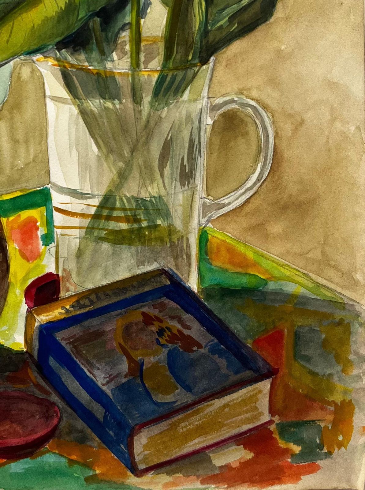 Guy Nicodstill Life With Calla Lilies And Ceramic Vase French Modernist Gouache photo vinterior