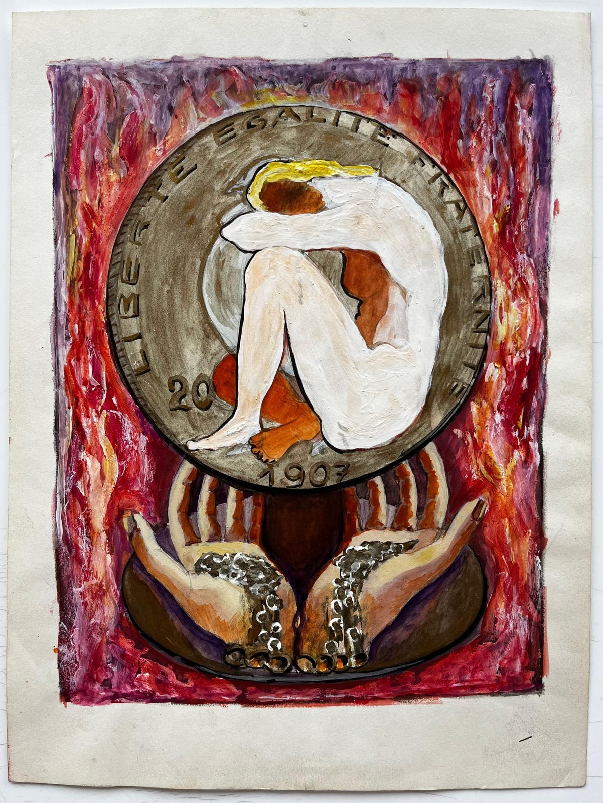Guy Nicodliberté égalité Fraternité Symbolic Composition French Modernist Gouache photo furniture
