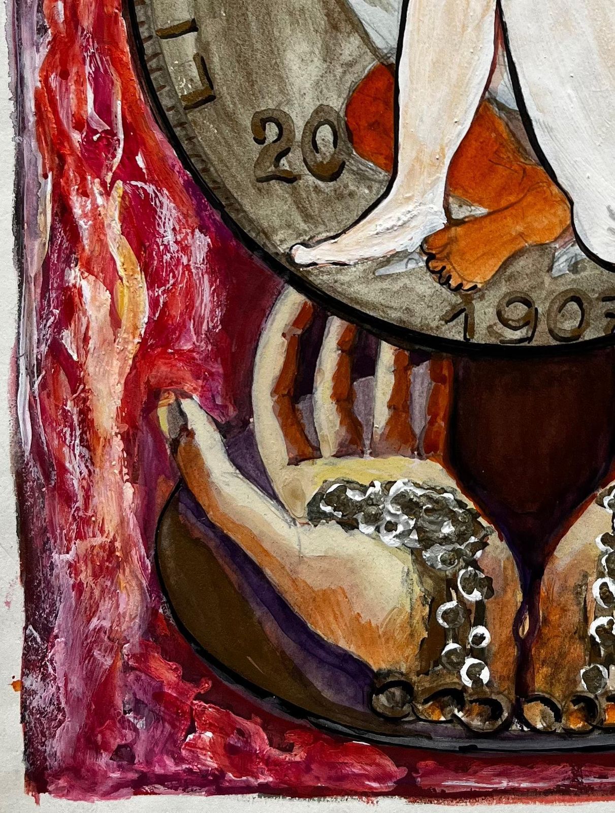 Guy Nicodliberté égalité Fraternité Symbolic Composition French Modernist Gouache photo vinterior