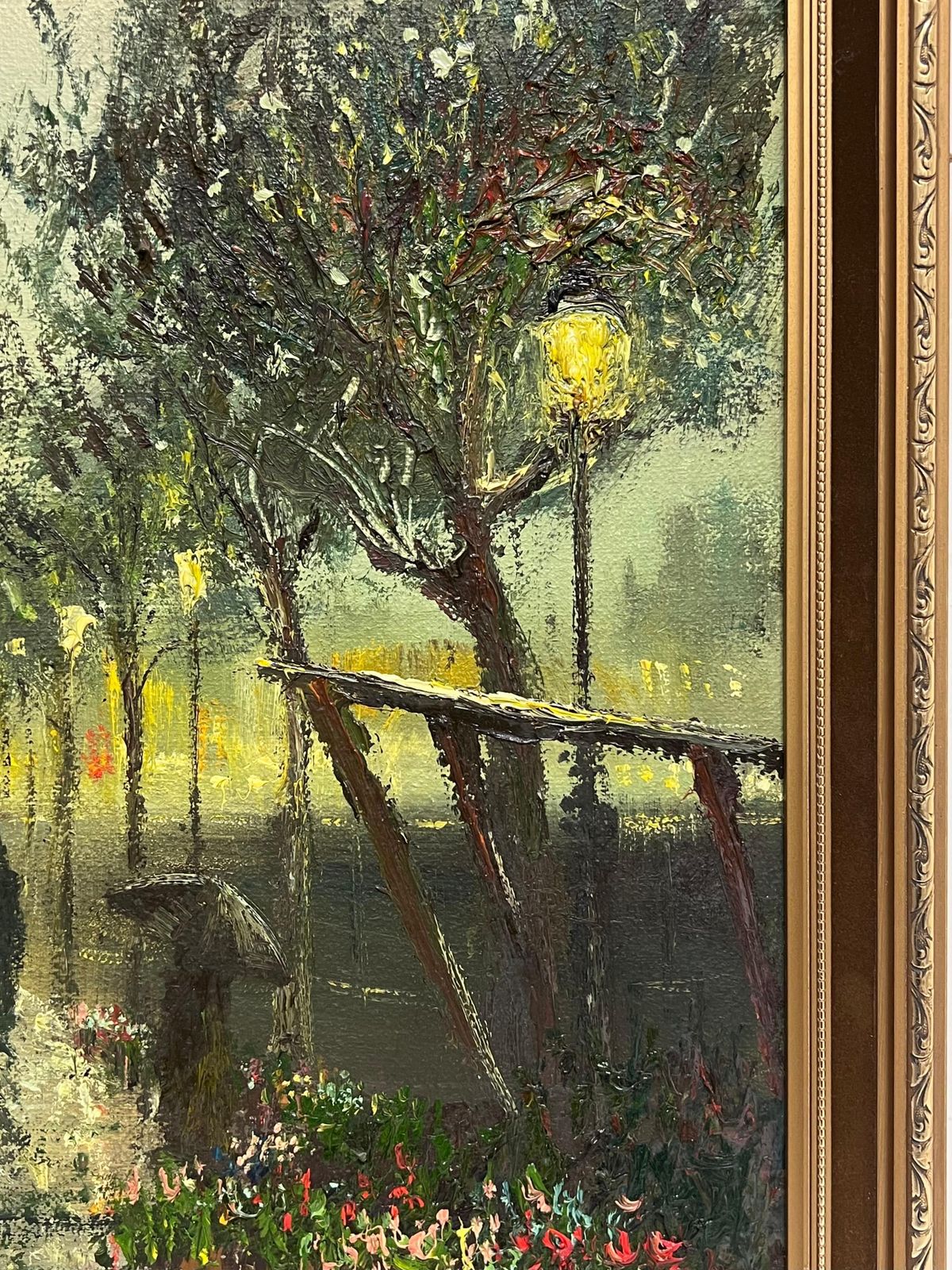 John Bampfieldfine Large British Impressionist Signed Oil Painting Twilight City Street Scene photo vinterior
