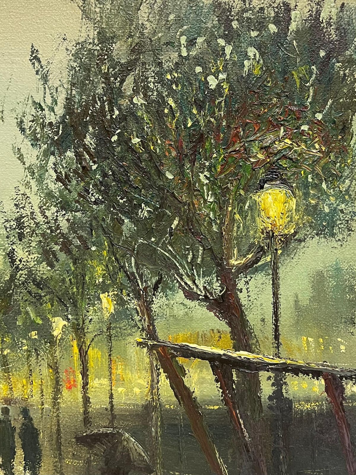 John Bampfieldfine Large British Impressionist Signed Oil Painting Twilight City Street Scene photo buy