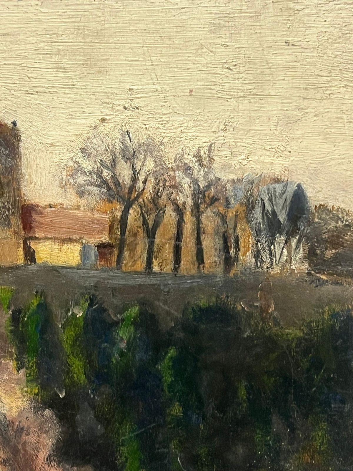 Jean Dreyfus Stern (1890 1972)quiet Village Shadows Moody Landscape Trees Building 1930's French Oil Paintingmid 20th Century photo 534.0