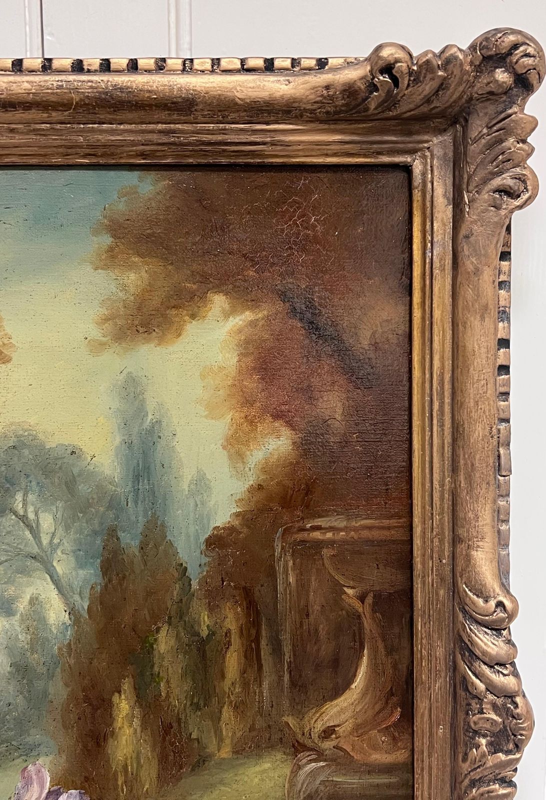 Huge Antique Classical French Still Life Floral Display Oil Painting Framed photo furniture