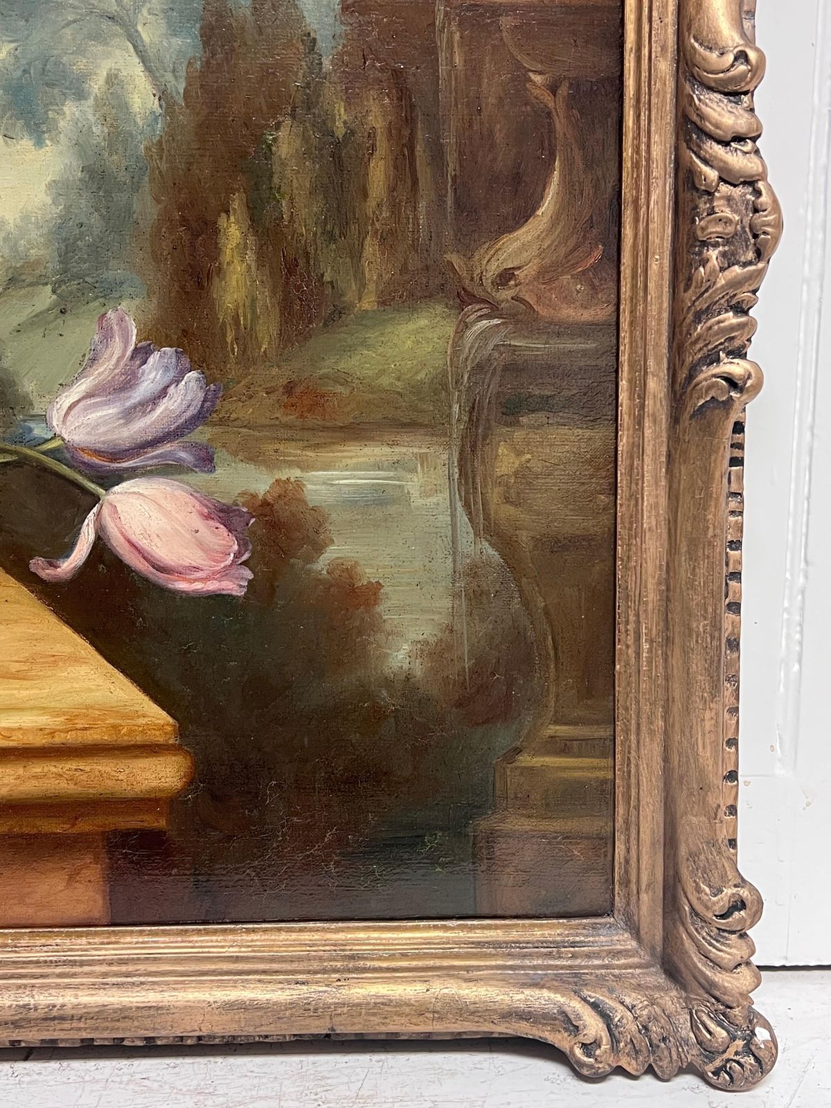Huge Antique Classical French Still Life Floral Display Oil Painting Framed photo for sale