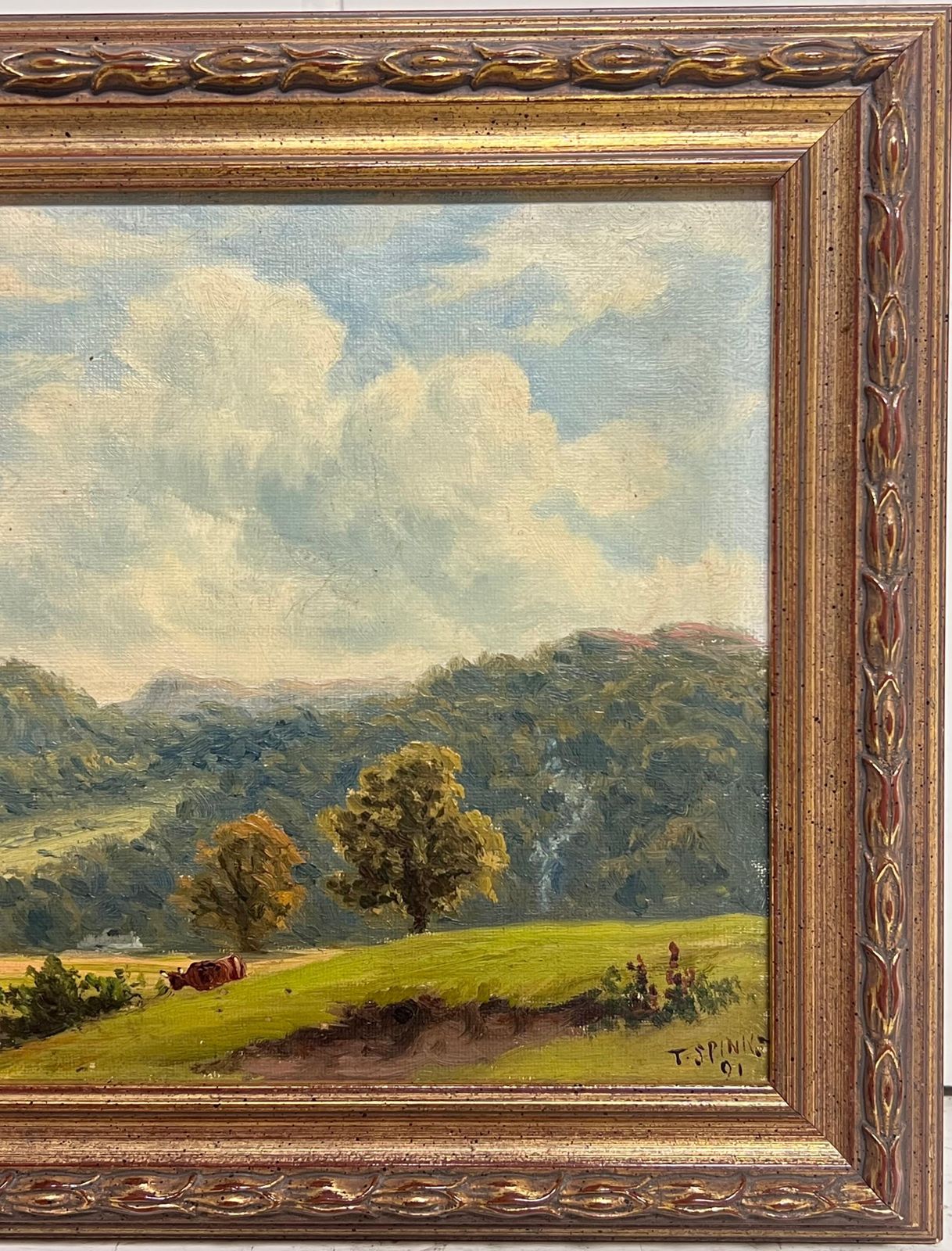 Thomas Spinksfine Victorian English Oil Painting Tranquil Pastoral Landscape With Cattle 18911891 photo for sale
