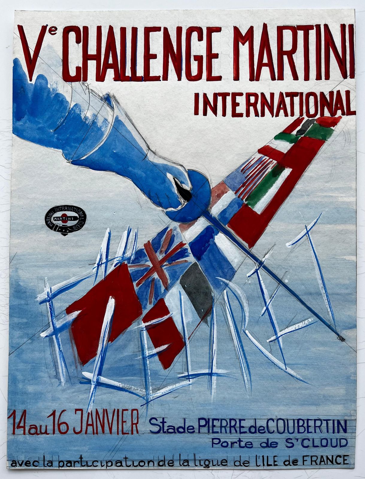 Guy Nicod Challenge Martini International French Modernist Sports Advertising Style Poster photo furniture