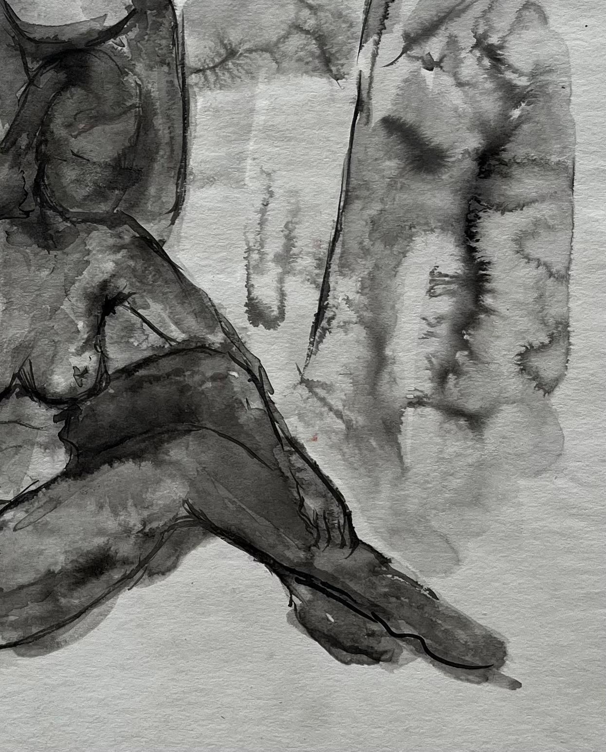 Guy Nicodtwo Female Nudes French Modernist Ink Wash Drawing By Guy Nicod photo 505.0