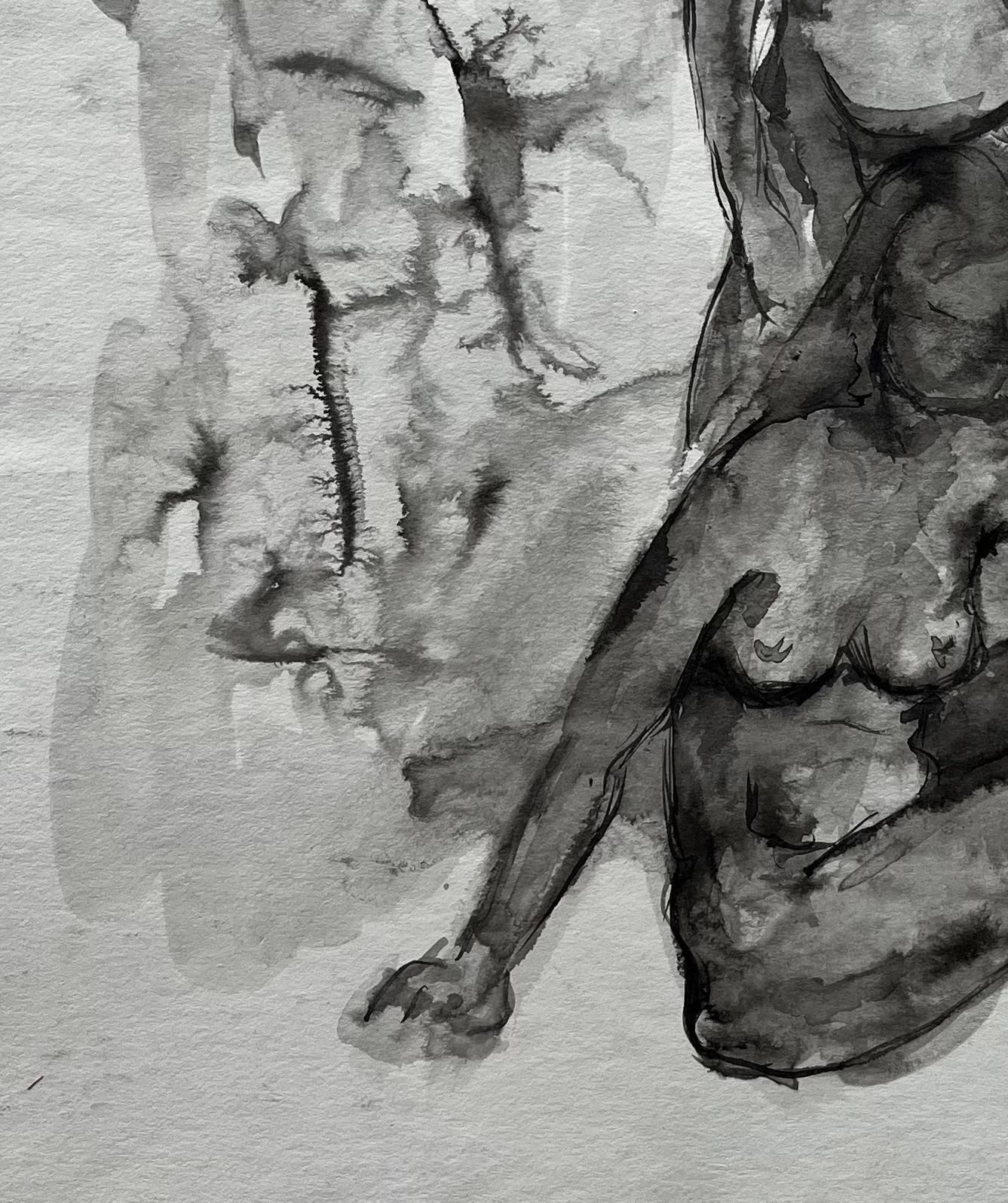 Guy Nicodtwo Female Nudes French Modernist Ink Wash Drawing By Guy Nicod photo vinterior