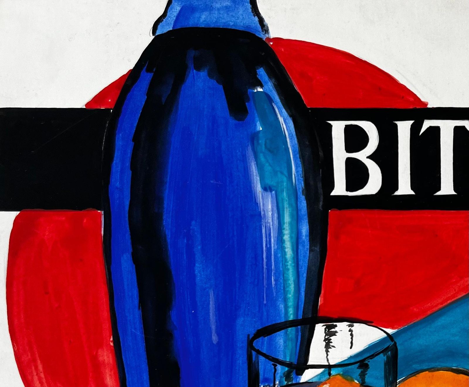 Guy Nicodmartini And Rossi Bitter French Modernist Cocktail Advertising Style With Bottle photo Art