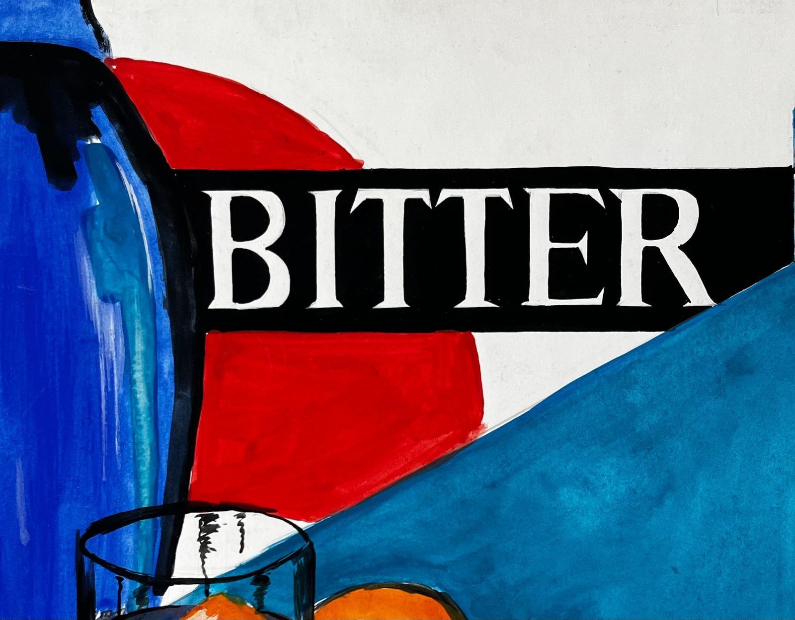 Guy Nicodmartini And Rossi Bitter French Modernist Cocktail Advertising Style With Bottle photo 631.0