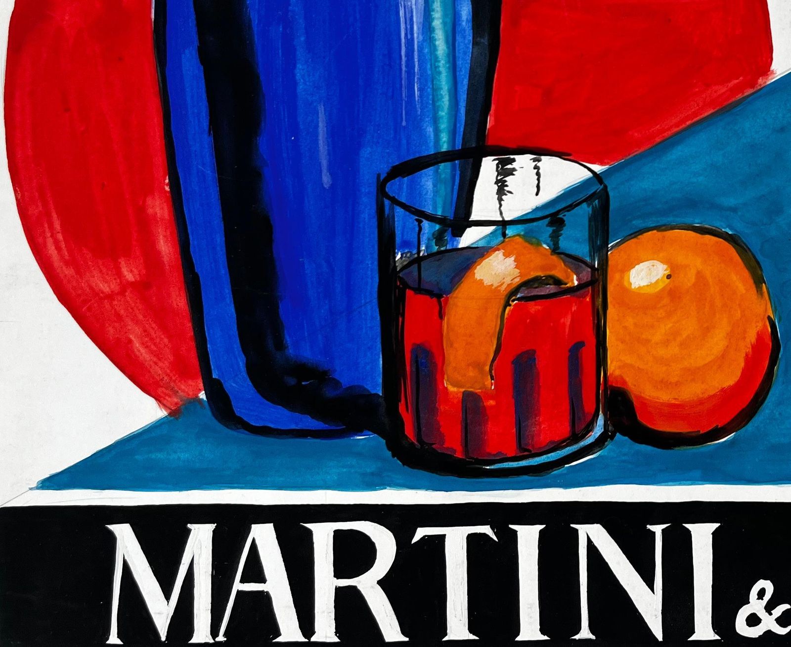 Guy Nicodmartini And Rossi Bitter French Modernist Cocktail Advertising Style With Bottle photo vinterior