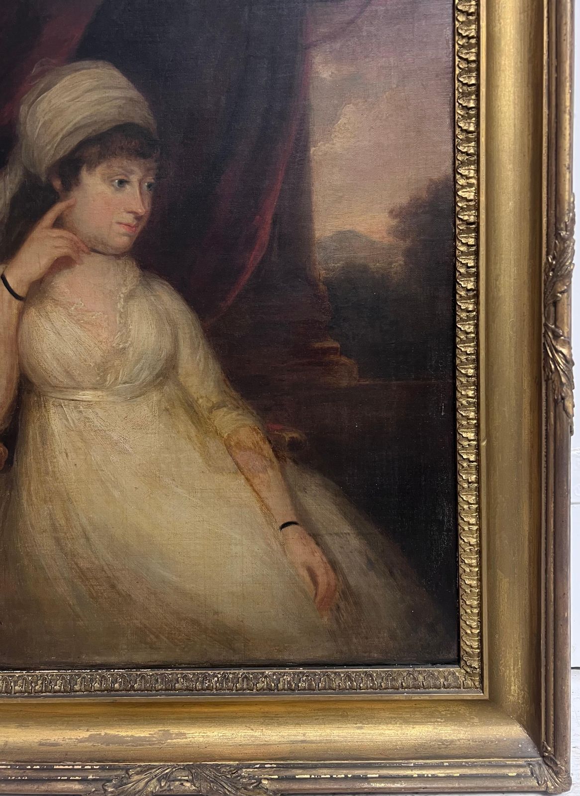 Georgian English Periodfine 18th Century English Georgian Portrait Of A Lady Seated In Parkland Estate photo vinterior