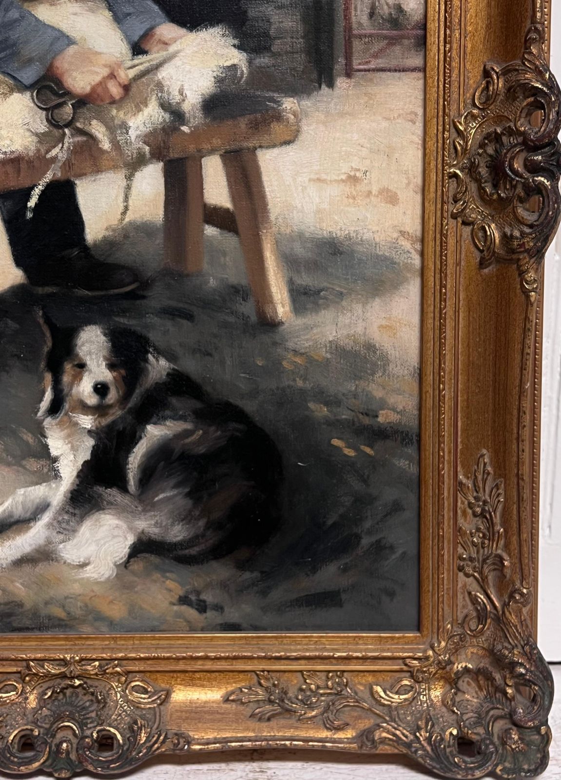 John Edwardsthe Sheep Shearer Shepherd With Border Collie Dog Traditional Rural Portrait Oil photo Art