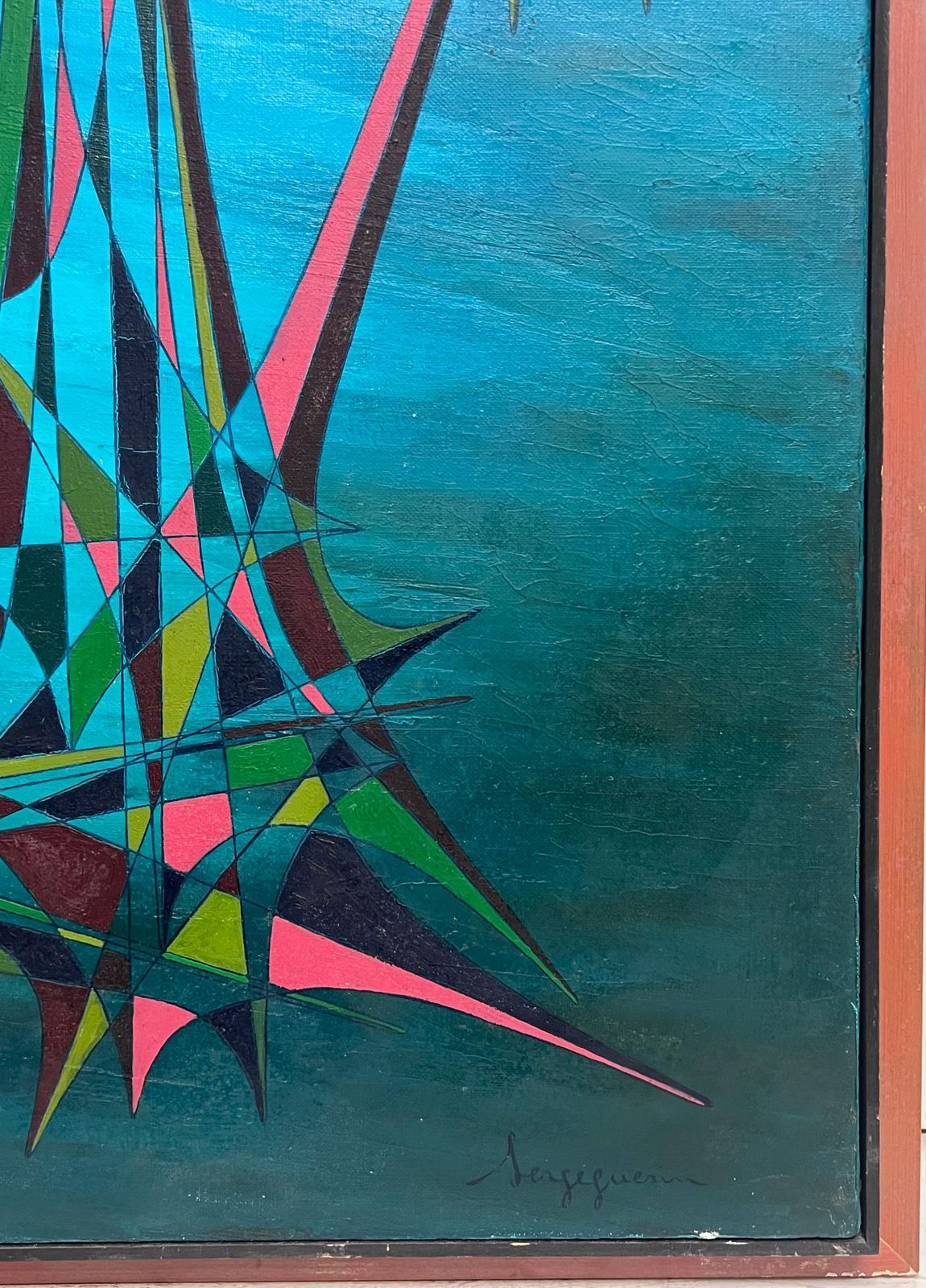 Serge Guerin (1916)20th Century French Geometric Abstract Surrealist Composition Large Oil Painting photo buy